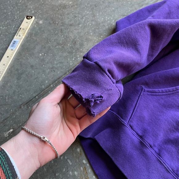 VTG LL Bean by Russell Athletic Sunfaded Purple Hoodie Sweatshirt XL Scranton - Picture 8 of 9